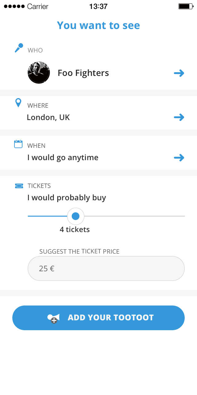 Tootoot — Add your tootoot demand form