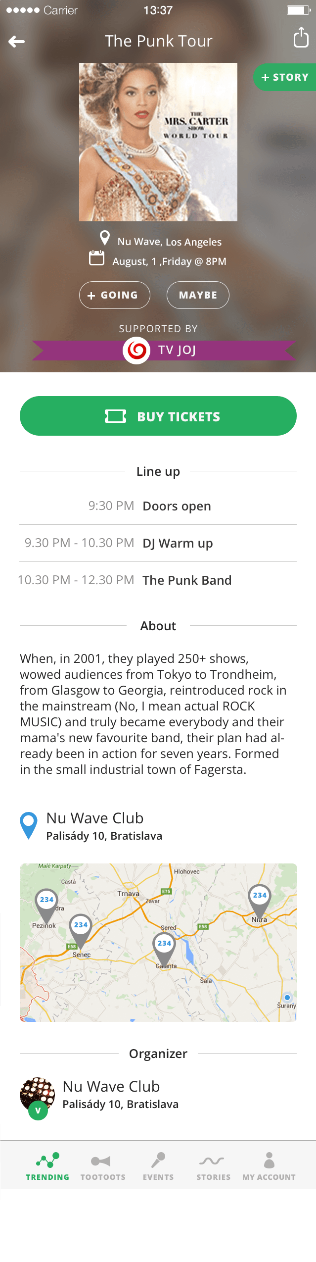 Tootoot — Event detail with buy tickets